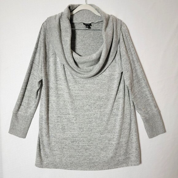 A.N.A Womens Tunic Sweater Sz XL Pullover Cowl Neck Knit Long Sleeve Grey Tweed - Picture 1 of 10